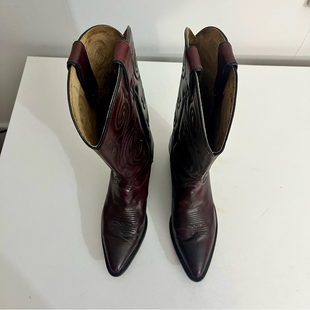 Vintage Tony Lama Red Leather Boots Size 8 - Picture 11 of 14